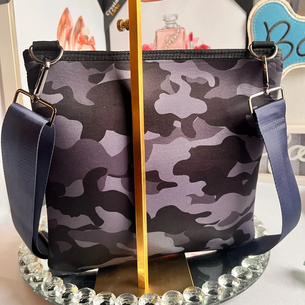 HAUTE SHORE neoprene Camouflage with Pink and Black l Accents crossbody bag